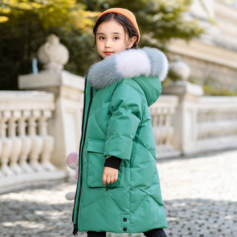 Girls' Mid-Length Padded Winter Jacket