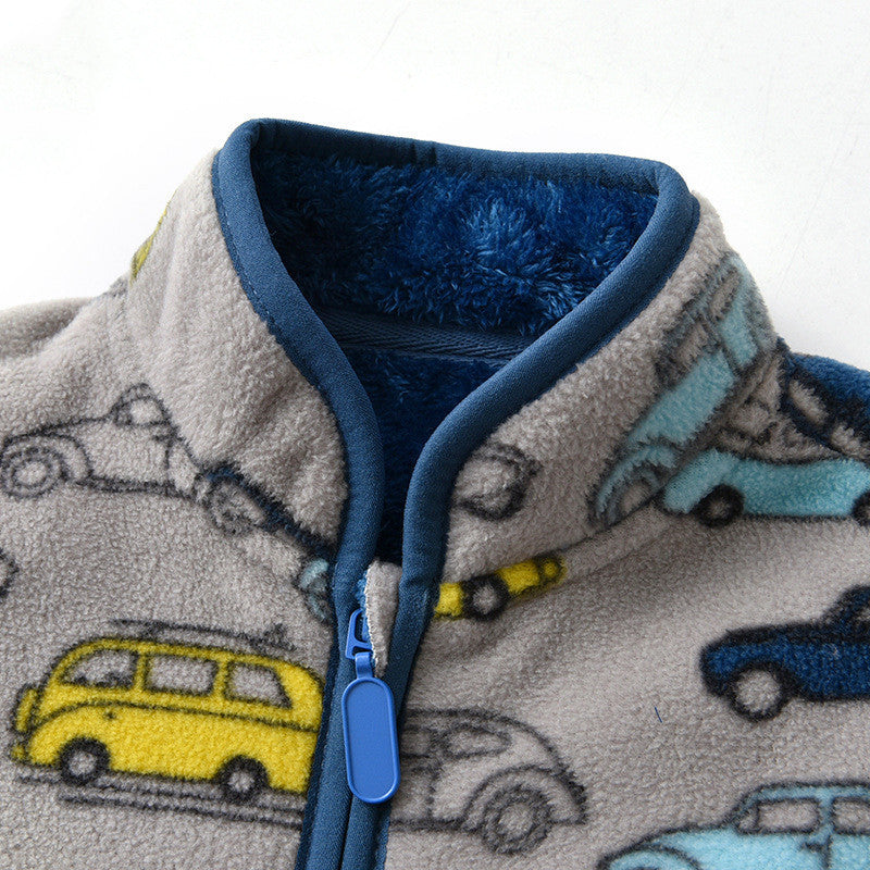 Printed Polar Fleece Cartoon Jacket for Boys