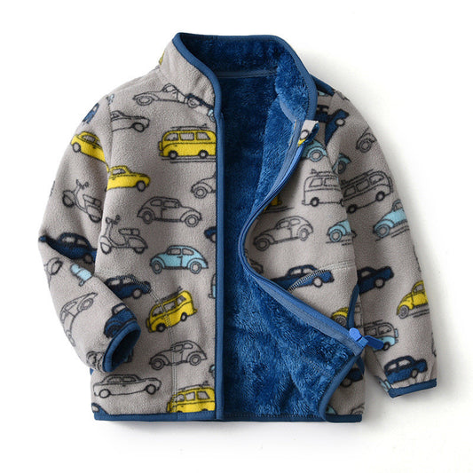 Printed Polar Fleece Cartoon Jacket for Boys