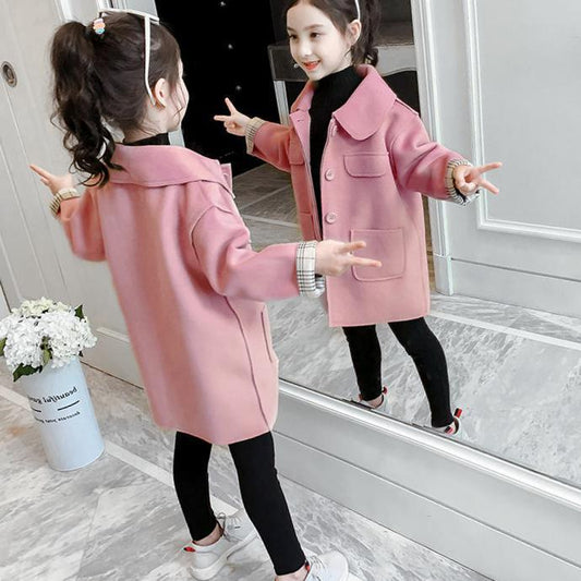 Girls' Woolen Winter Overcoat