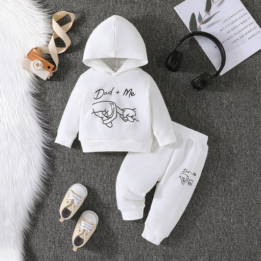 Baby Boy Solid Color Hoodie Trousers Suit