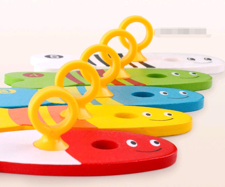 Children's educational creative fishing toys wooden baby early childhood teaching water ring wooden toys