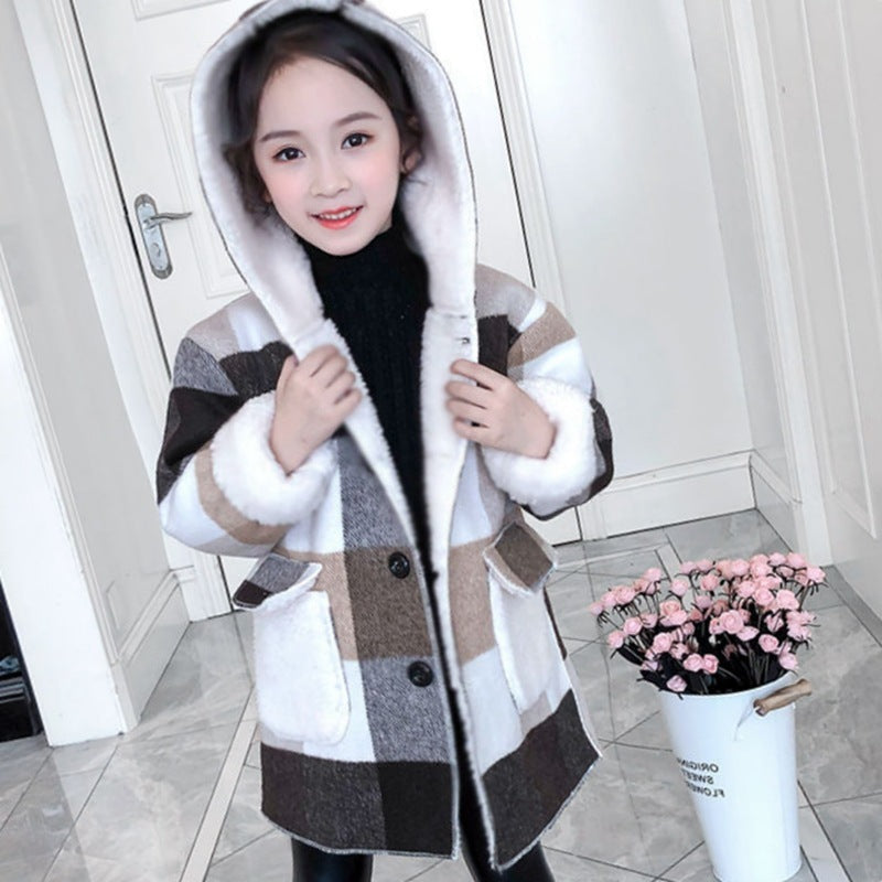 Girls' Woolen Winter Overcoat