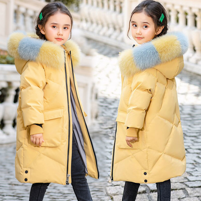 Girls' Mid-Length Padded Winter Jacket