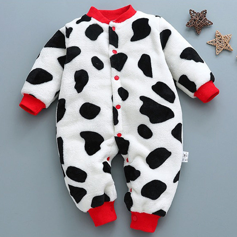 Pure color cute thick warm baby onesies