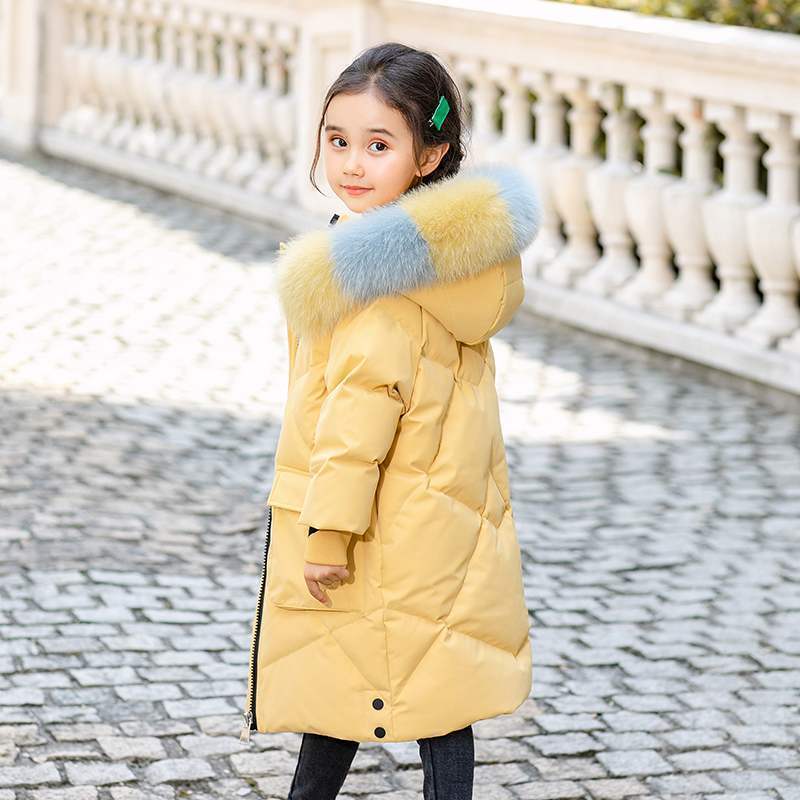 Girls' Mid-Length Padded Winter Jacket