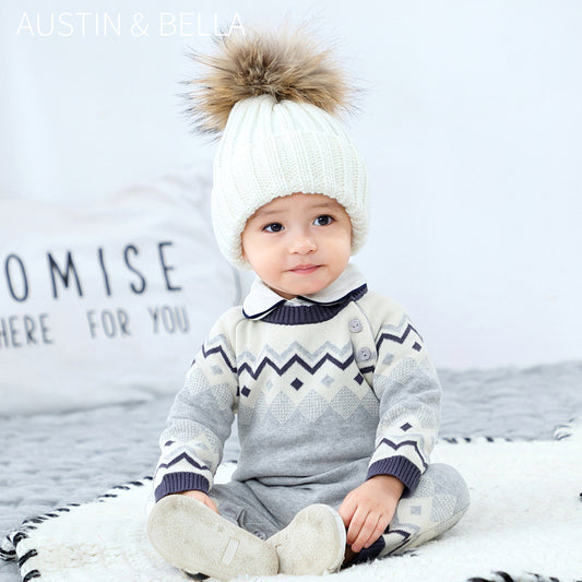 Baby Boy Knitted Jumpsuit Long Sleeve