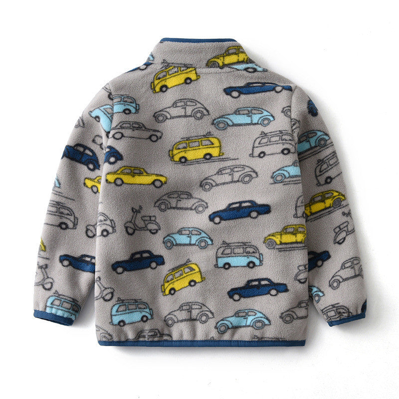 Printed Polar Fleece Cartoon Jacket for Boys