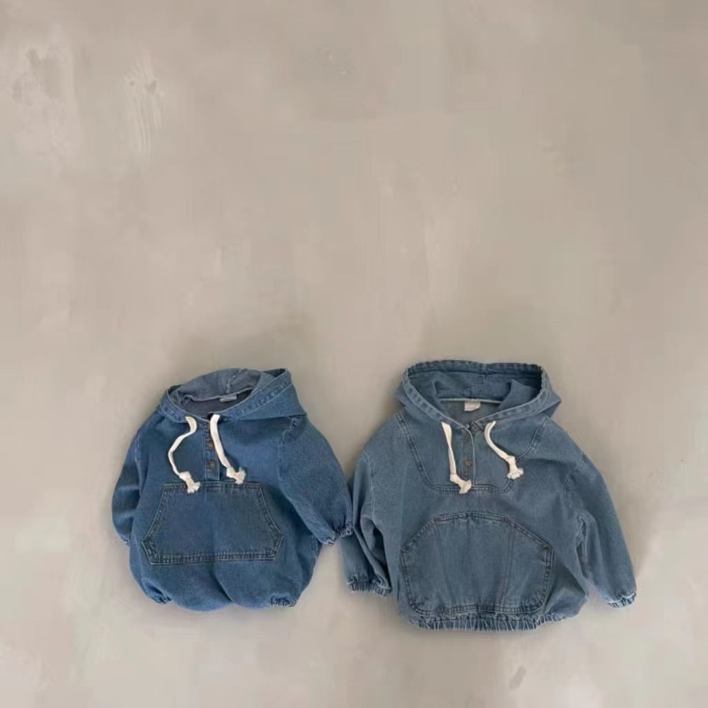 Baby Boys And Girls Denim Hooded Sweater