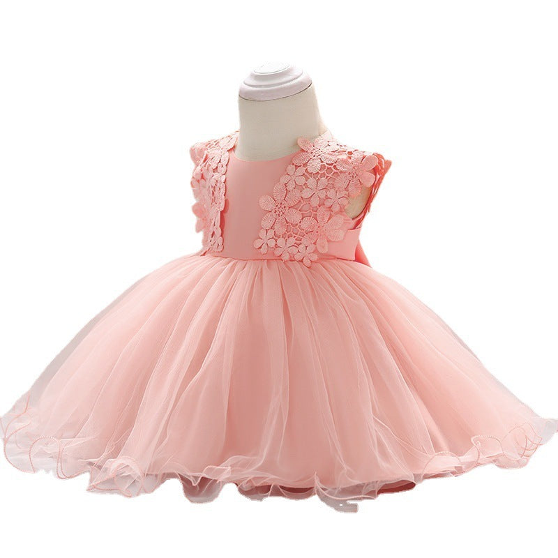 Flower Girl Baby Lace Crochet Princess Mesh Dress