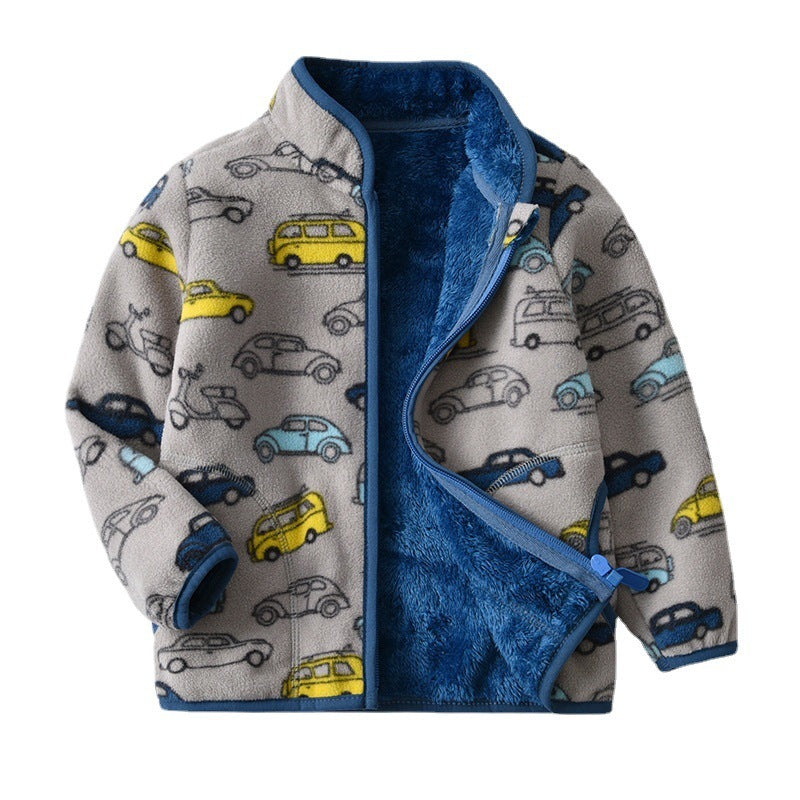 Printed Polar Fleece Cartoon Jacket for Boys